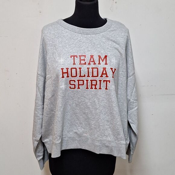 NEW! Women's "Team Holiday Spirit" Matching Christmas Sweatshirt, Gray - Picture 2 of 7